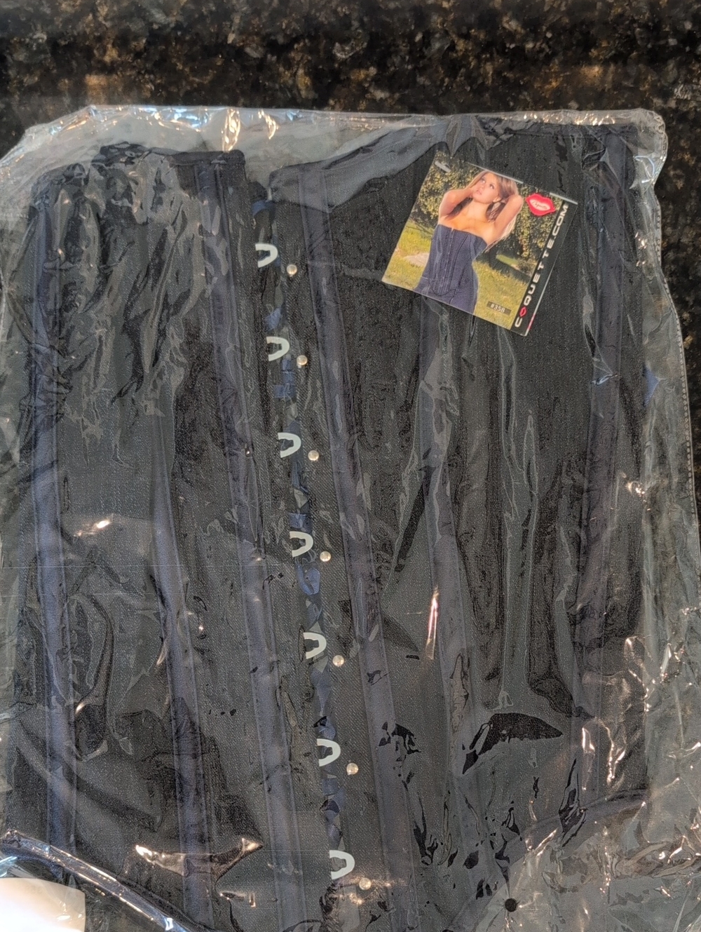 Black Waist Trainer Corset with Front Busk Closure